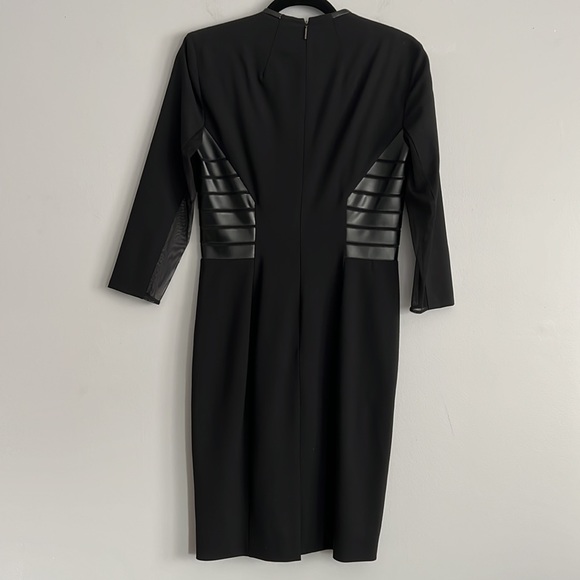 New VTG Rachel Roy Wool Leather Signature Stretch Sheath Black Mini Dress 6 M - Picture 10 of 17